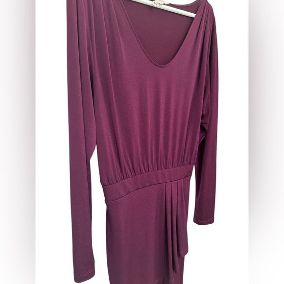 BCBGeneration Purple Round Neck Cinched-Waist Stretch Dress - Picture 3 of 7